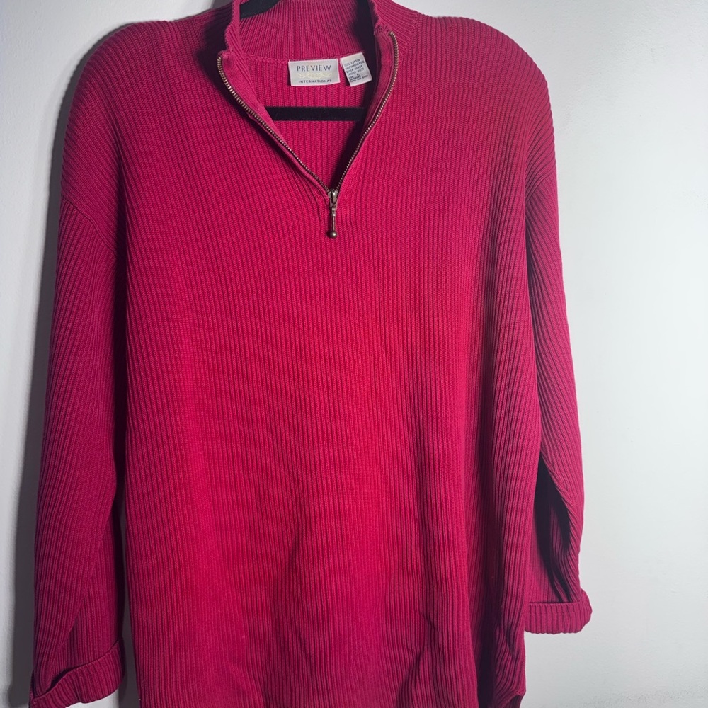 Review Fuchsia Ribbed Half-Zip Sweater